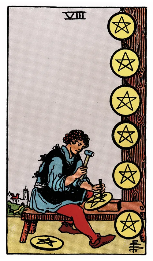 Ý nghĩa lá bài Eight of Pentacles